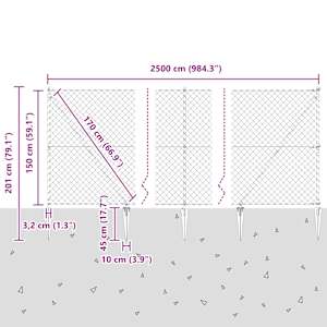 Plotový sloupek. Zelená 1,5 x 25 m (60 x 60 mm mřížka) Ocel - obrázek 14