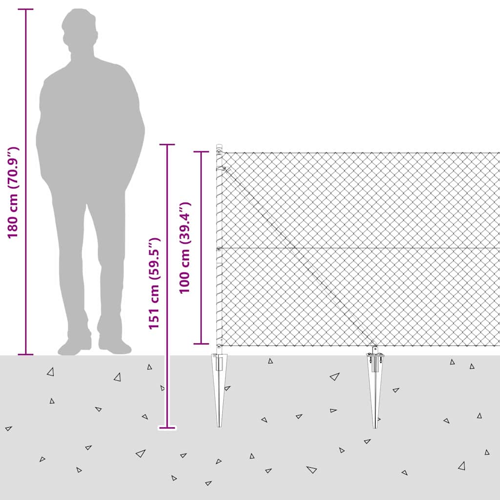 Plotový sloupek. Šedá 10 x 1 m (síť 40 x 40 mm) Ocel a PVC - obrázek 16