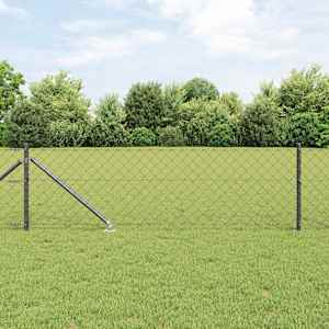 Steber ograje. Siva 10 x 0,6 m (mreža 60 x 60 mm) Jeklo in PVC