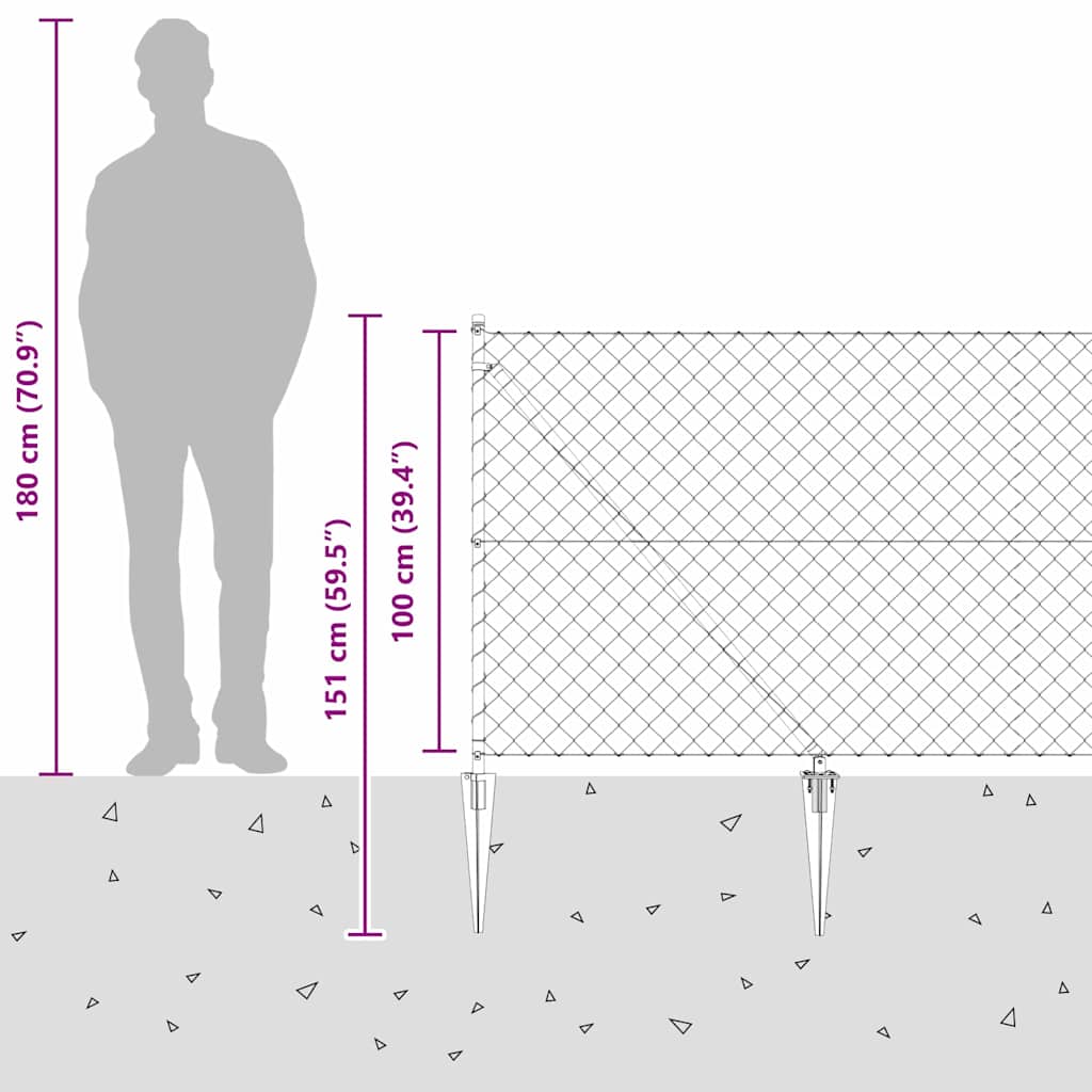 Plotový sloupek. Šedá 10 x 1 m (60 x 60 mm síť) Ocel a PVC - obrázek 16