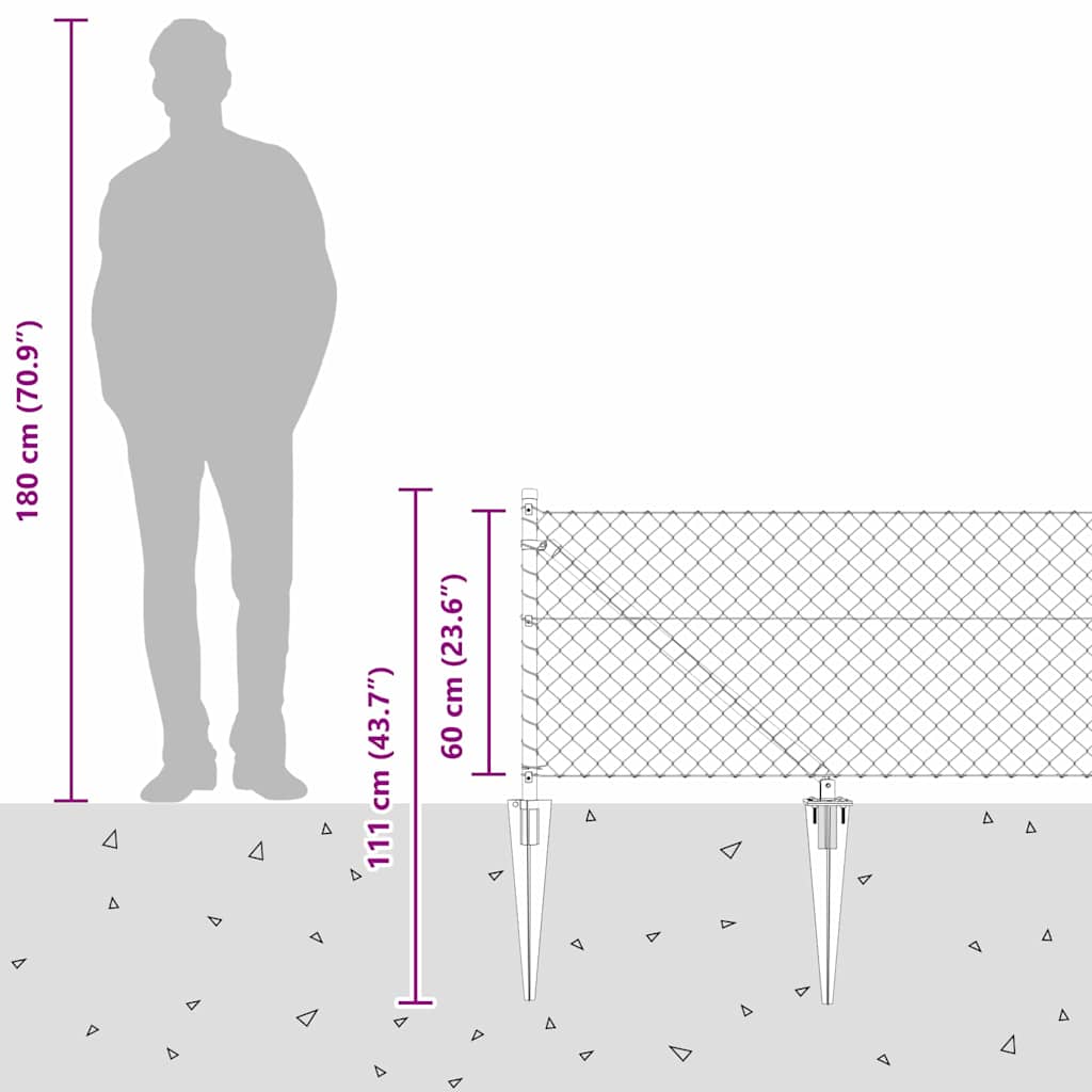 Plotový sloupek. Šedá 25 x 0,6 m (40 x 40 mm síť) Ocel a PVC - obrázek 16