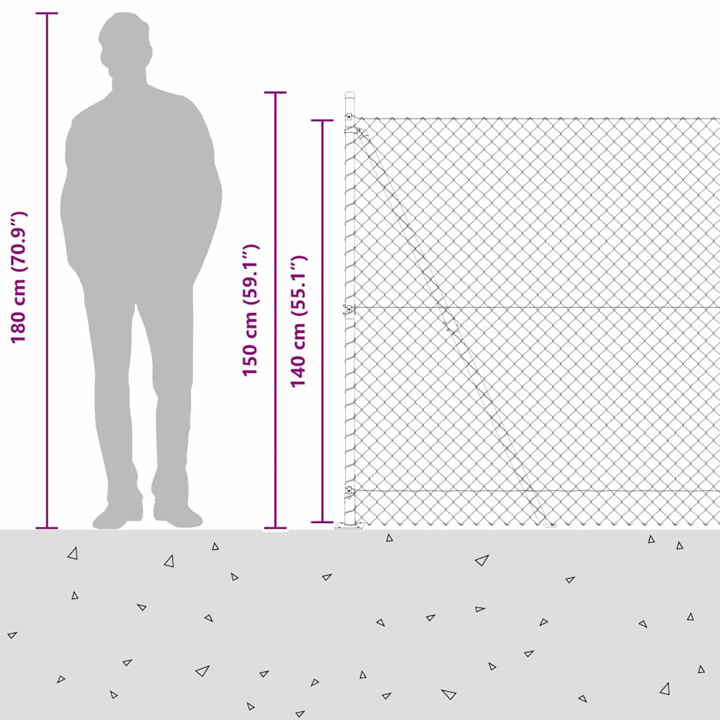Plotový sloupek. Zelená 25 x 1,4 m (60 x 60 mm síť) Ocel a PVC - obrázek 17