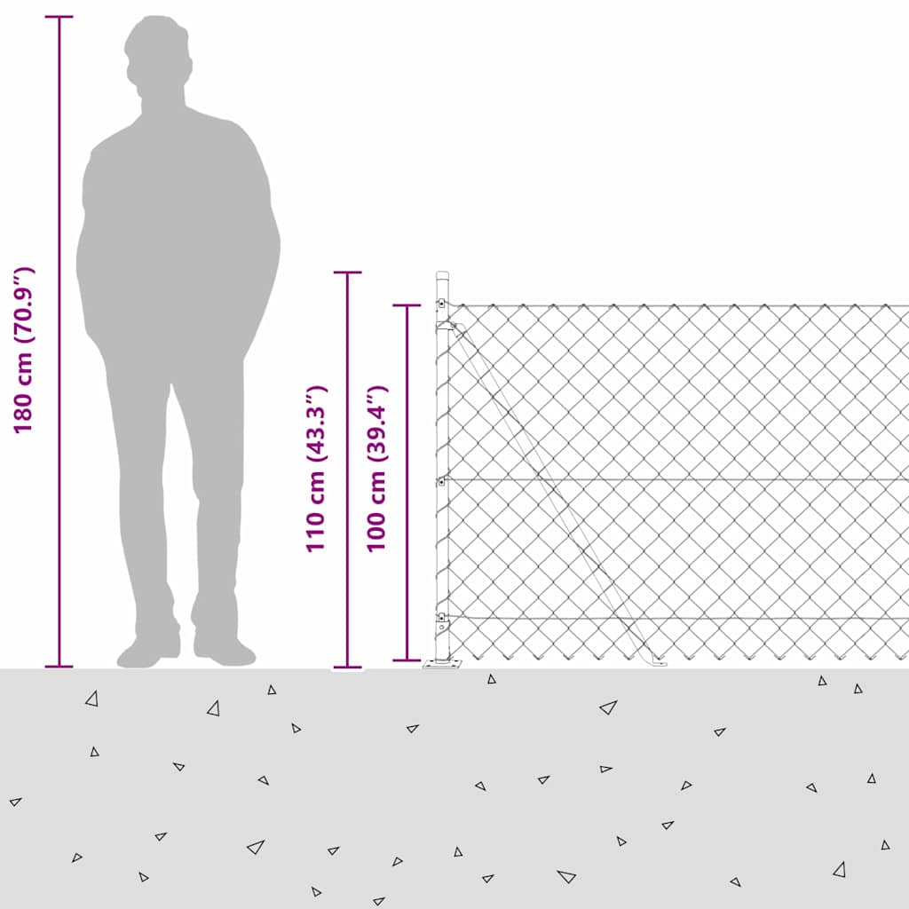 Plotový sloupek. Šedá 10 x 1 m (síť 40 x 40 mm) Ocel a PVC - obrázek 17