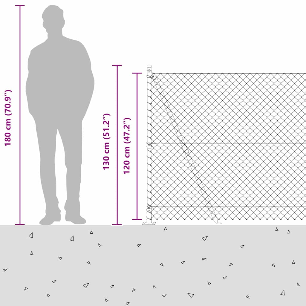 Plotový sloupek. Šedá 10 x 1,2 m (síť 40 x 40 mm) Ocel a PVC - obrázek 17