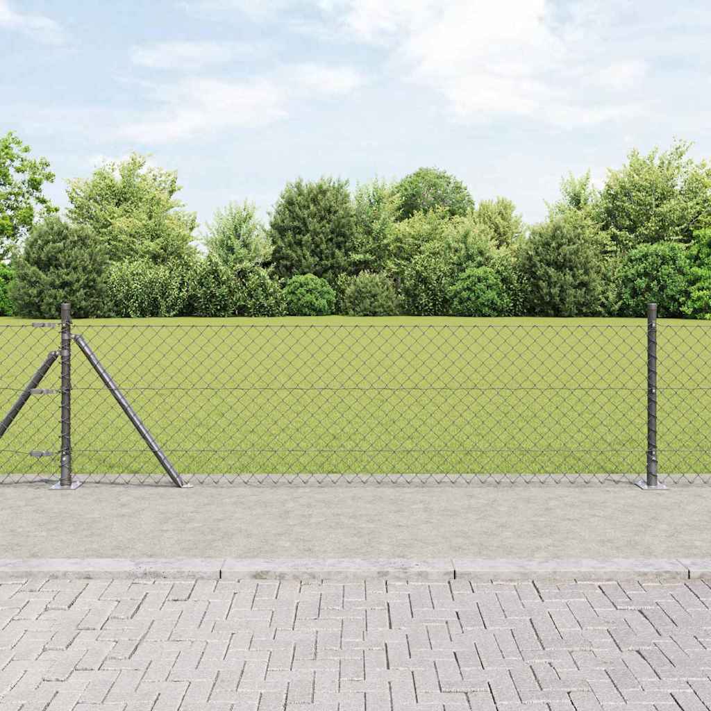 Kædetrådhegn med 13 flangeposter 0.6x25 m galvaniseret stål