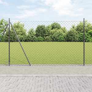 Plotový sloupek. Šedá 25 x 1,6 m (60 x 60 mm síť) Ocel a PVC - obrázek 1