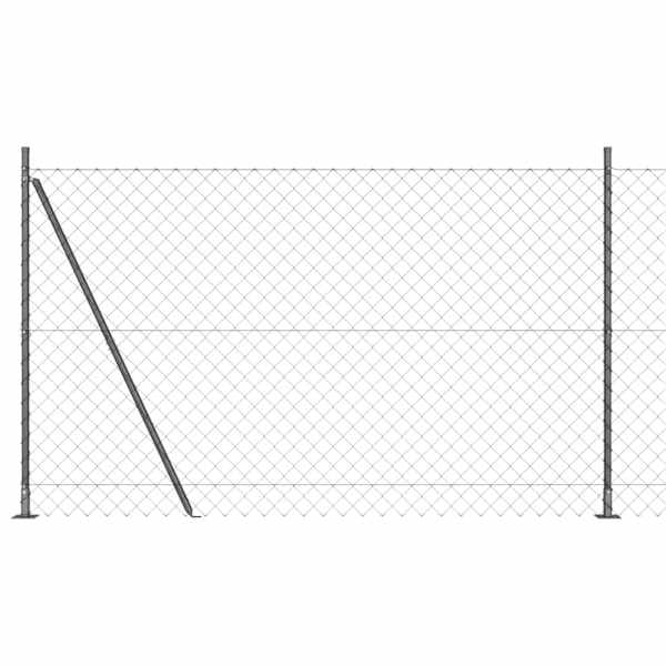 vidaXL Ahelaaed betoonalusel 25 x 1,6 m PVC-kaetud teras Hall V&otilde;rk