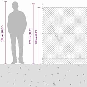 Plotový sloupek. Šedá 25 x 1,6 m (60 x 60 mm síť) Ocel a PVC - obrázek 17