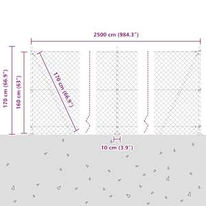 Plotový sloupek. Šedá 25 x 1,6 m (60 x 60 mm síť) Ocel a PVC - obrázek 15
