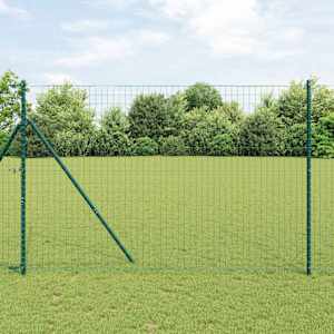 Ograja s stebrom Zelena 1,5 x 10 m Jeklo in PVC