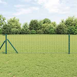 Ograja s stebrom Zelena 0,4 x 10 m Jeklo in PVC
