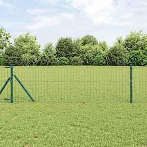 Ograja s stebrom Zelena 0,8 x 25 m Jeklo in PVC