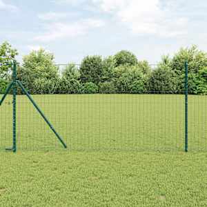 Ograja s stebrom Zelena 1,2 x 25 m Jeklo in PVC