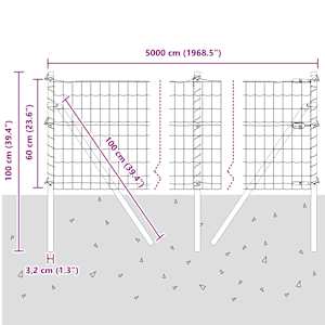 Euro plotové kotvení 50 x 0,6 m Ocel potažená PVC Zelená - obrázek 13