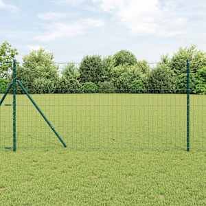 Ograja s stebrom Zelena 1,4 x 10 m Jeklo in PVC