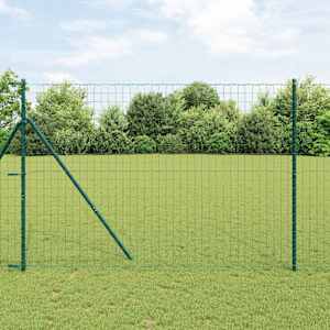 Ograja s stebrom Zelena 1,6 x 10 m Jeklo in PVC