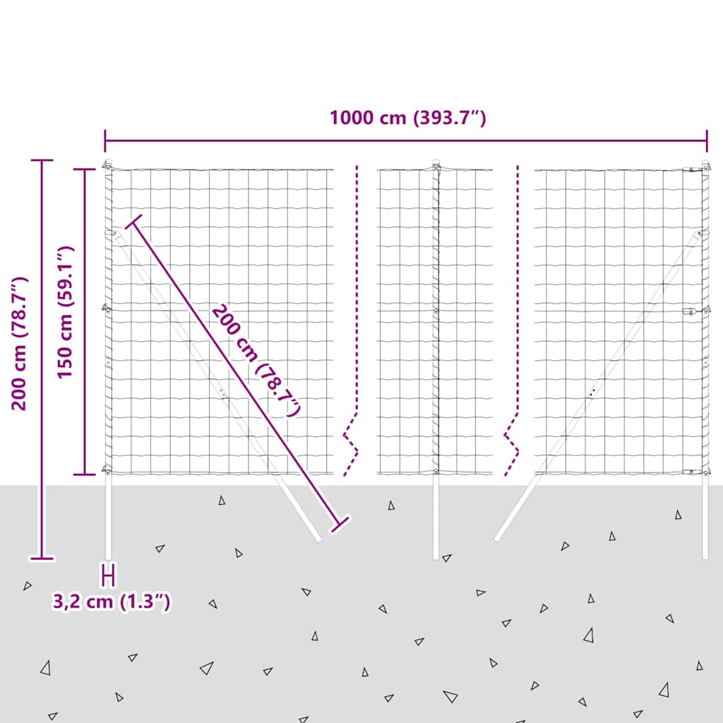 Ograja s stebrom Siva 1,5 x 10 m Jeklo - slika 13
