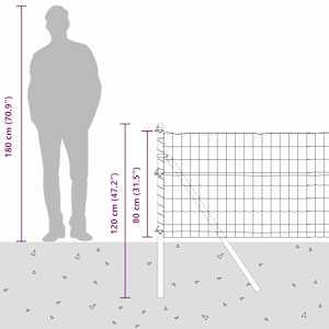 Euro plotové kotvení 25 x 0,8 m Ocel potažená PVC Šedá Síťovina - obrázek 15