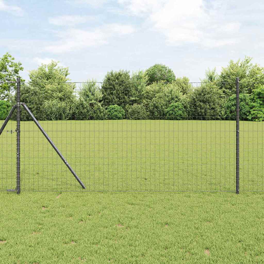 Euro Hegn med 13 Poster 1x25 m Galvaniseret Stål Grå