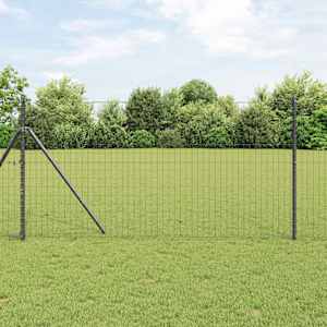 Ograja s stebrom Siva 1 x 25 m Jeklo in PVC