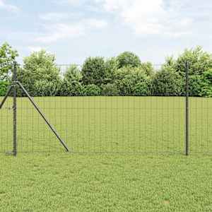 Ograja s stebrom Siva 1,2 x 25 m Jeklo in PVC