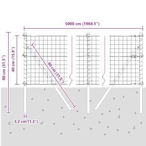 Europaliskový pozemní fix 50 x 0,4 m Ocel potažená PVC Šedá - obrázek 13