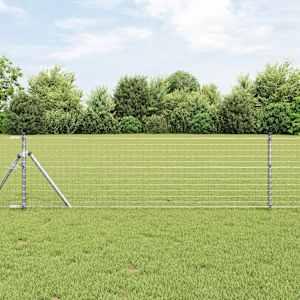 Ograja s stebrom srebrna 0,6 x 10 m Jeklo in PVC