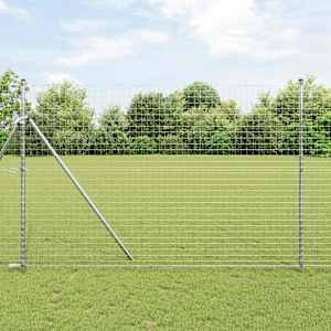 Ograja s stebrom srebrna 1,5 x 10 m Jeklo in PVC