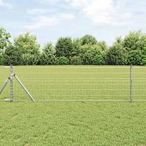 Ograja s stebrom srebrna 0,8 x 10 m Jeklo in PVC