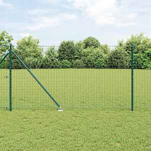 Ograja s stebrom Zelena 1 x 10 m Jeklo in PVC