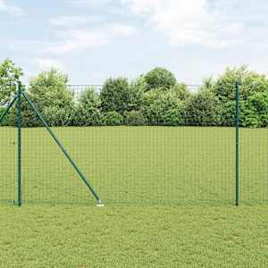Ograja s stebrom Zelena 1,6 x 10 m Jeklo in PVC