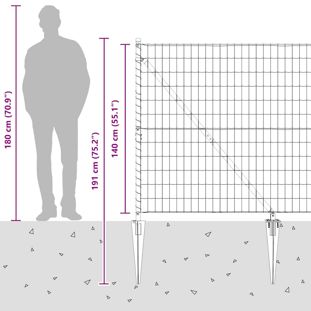 Plot s sloupkem Zelená 1,4 x 10 m Ocel a PVC - obrázek 16