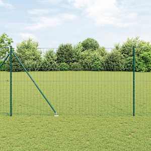 Ograja s stebrom Zelena 1,5 x 10 m Jeklo in PVC
