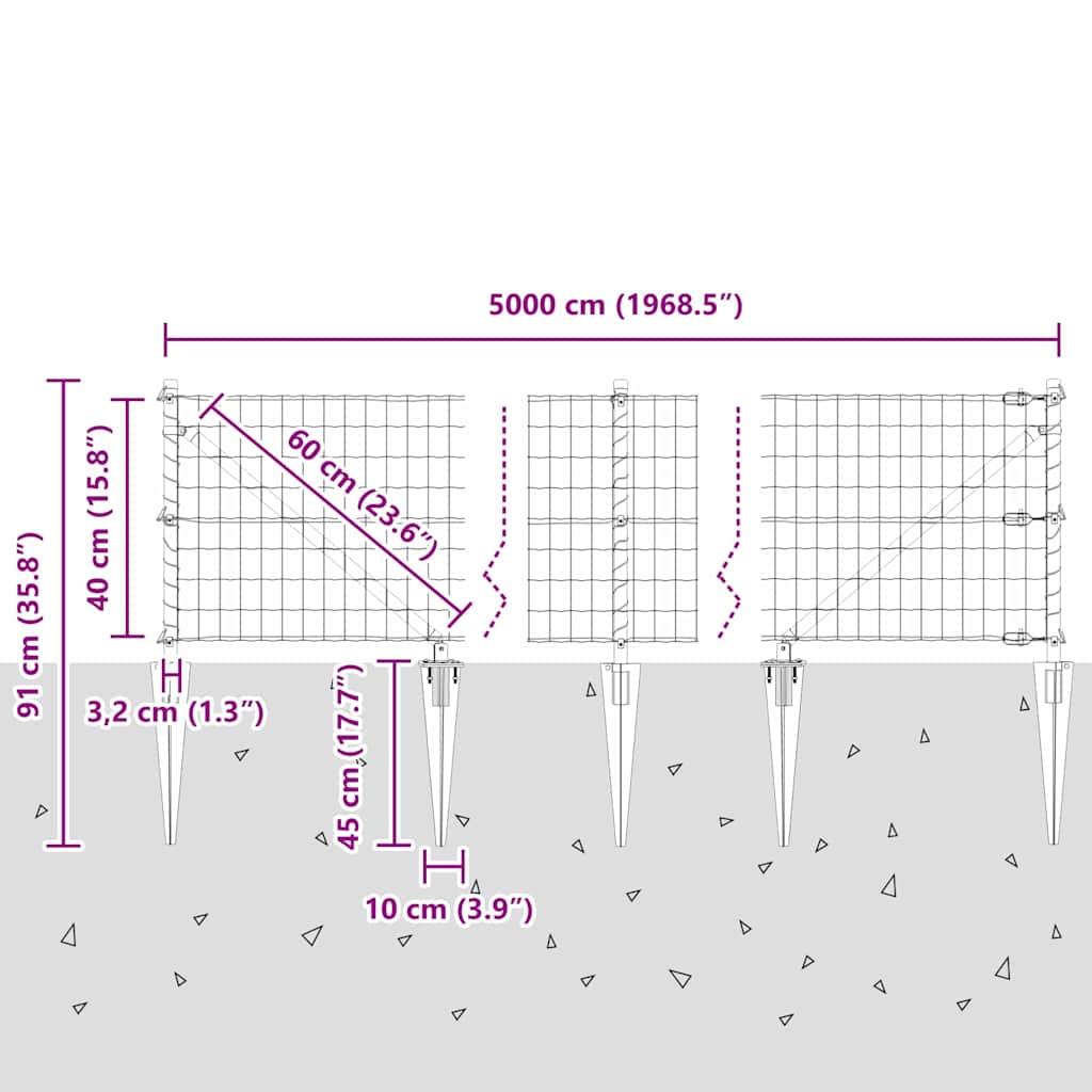 Plot s sloupkem Zelená 0,4 x 50 m Ocel a PVC - obrázek 14