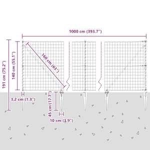 Plot s sloupkem Zelená 1,4 x 10 m Ocel a PVC - obrázek 14