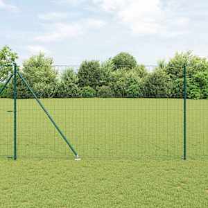 Ograja s stebrom Zelena 1,6 x 10 m Jeklo in PVC