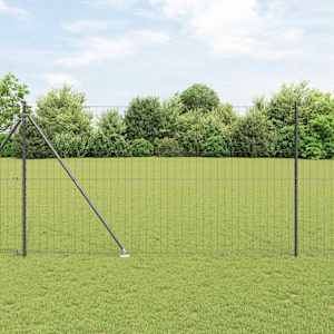 Ograja s stebrom Siva 1,6 x 10 m Jeklo in PVC