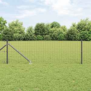 Plot s sloupkem Šedá 0,8 x 25 m Ocel a PVC - obrázek 1
