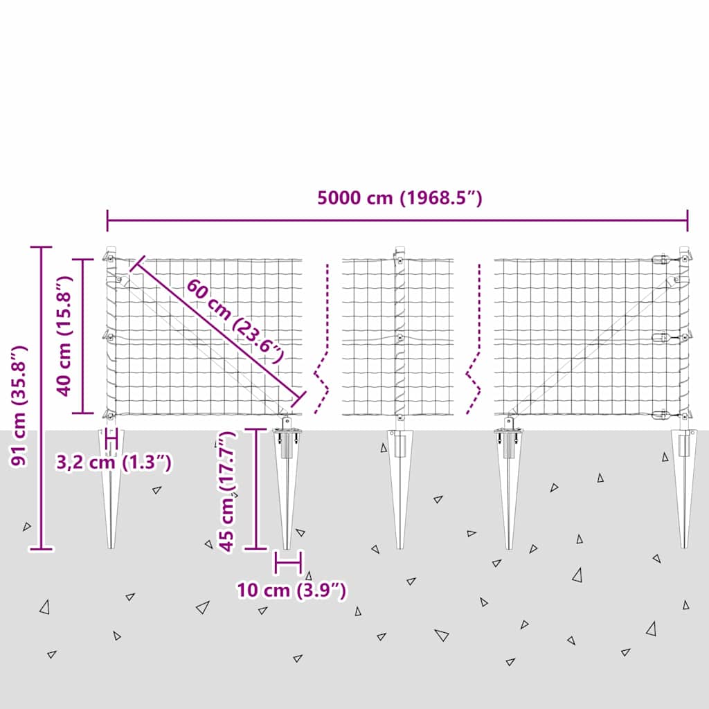Plot s sloupkem Šedá 0,4 x 50 m Ocel a PVC - obrázek 14