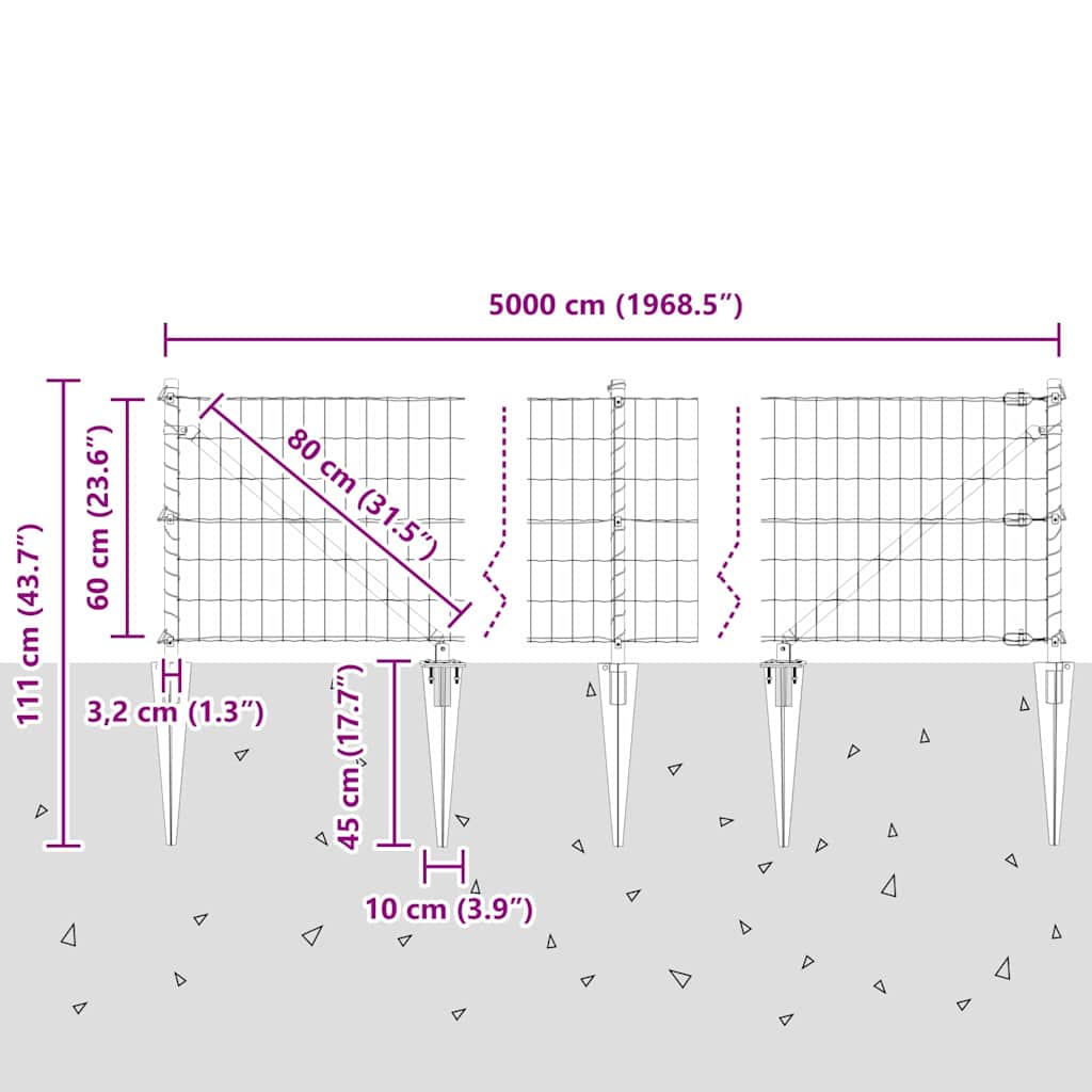 Plot s sloupkem Šedá 0,6 x 50 m Ocel a PVC - obrázek 14