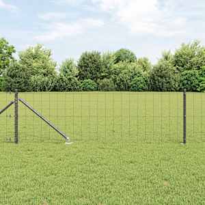 Plot s sloupkem Šedá 0,4 x 50 m Ocel a PVC - obrázek 1