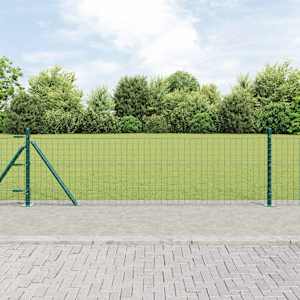 Ograja s stebrom Zelena 0,6 x 10 m Jeklo in PVC