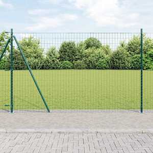 Ograja s stebrom Zelena 1,6 x 10 m Jeklo in PVC