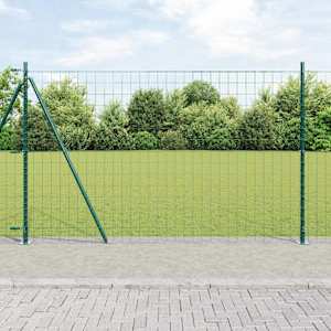 Ograja s stebrom Zelena 1,6 x 10 m Jeklo in PVC