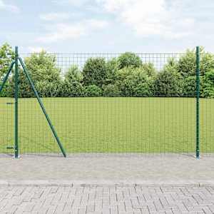 Ograja s stebrom Zelena 1,2 x 25 m Jeklo in PVC