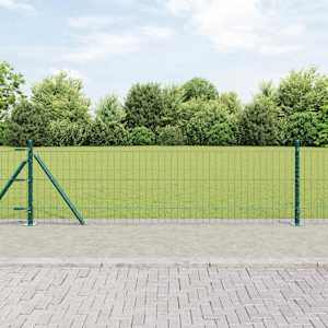 Ograja s stebrom Zelena 0,6 x 25 m Jeklo in PVC