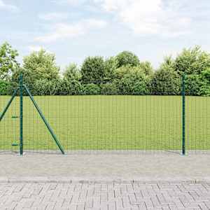Ograja s stebrom Zelena 0,8 x 25 m Jeklo in PVC
