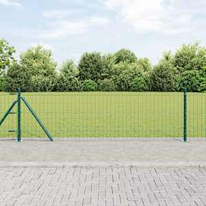 Ograja s stebrom Zelena 0,6 x 25 m Jeklo in PVC