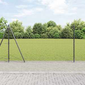 Ograja s stebrom Siva 1,2 x 10 m Jeklo in PVC