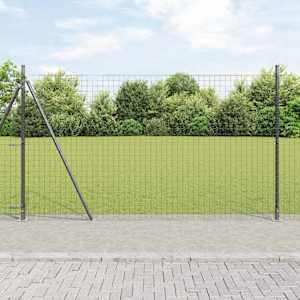 Ograja s stebrom Siva 1,5 x 10 m Jeklo in PVC